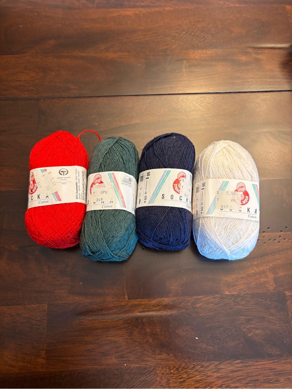 STAHL SCHE WOLLE SOCKA cotton Lot of 4 different colors